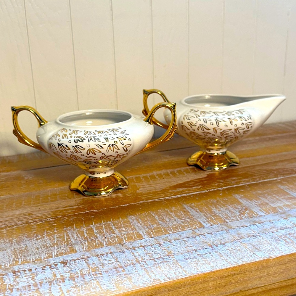 Vintage Loma Hand Painted Cream & Sugar Set